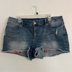 Plaid Pocket Denim Shorts